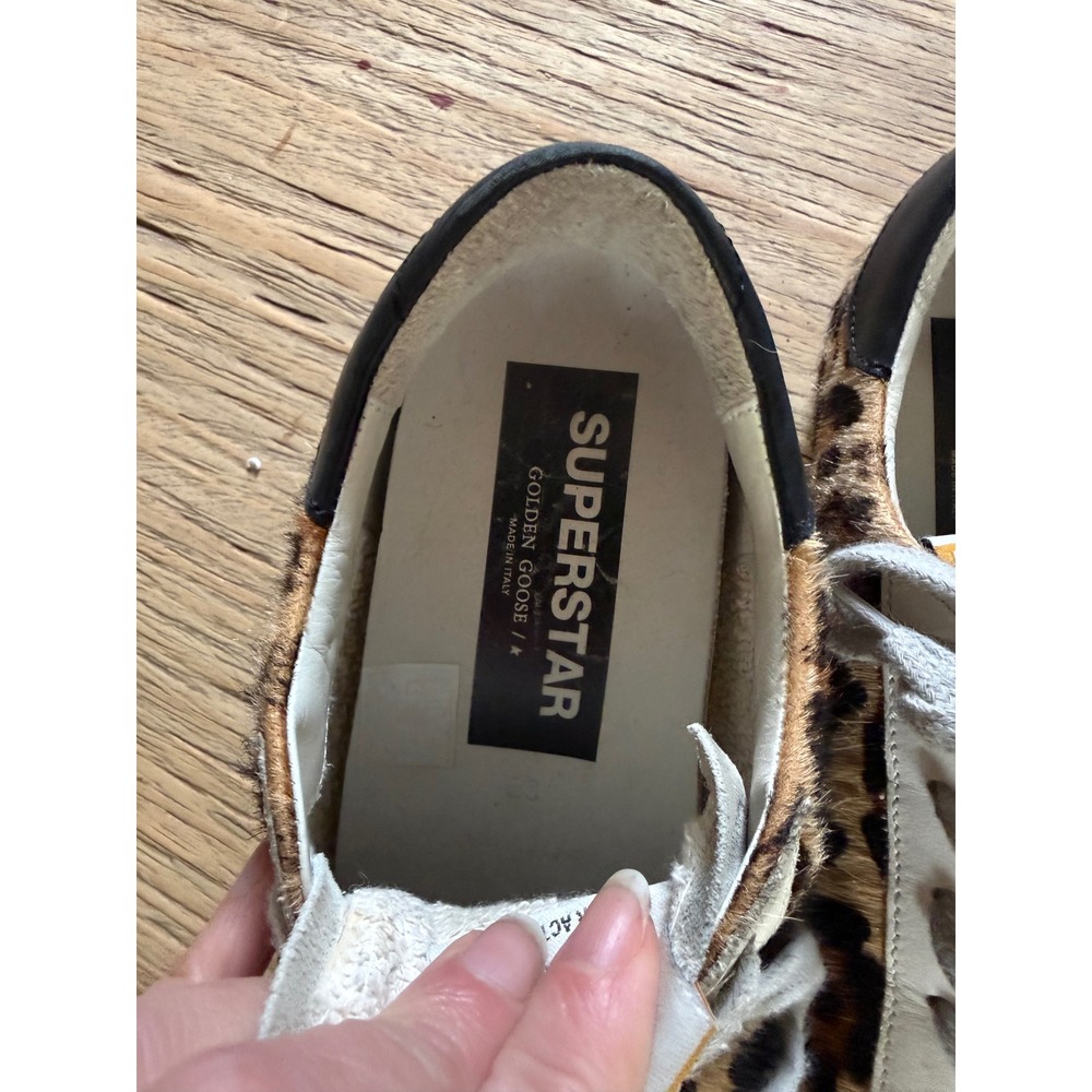 Golden Goose CURRENT ONLINE Superstar Leopard Print Calf Hair Black Star Size 39 - Picture 8 of 9